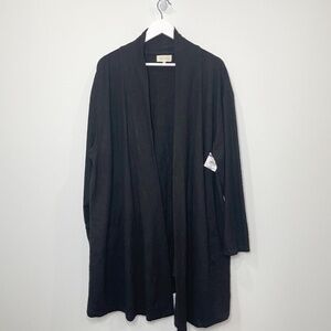 Melloday Long Sleeve Open Front Black Cardigan with Pockets